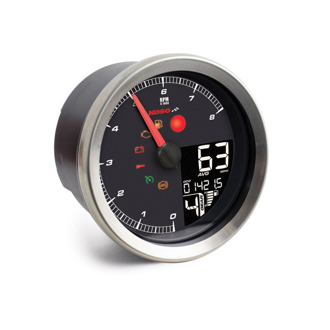 KOSO, HD-01-04 95mm speedometer / tachometer. Silver