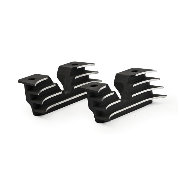 Head bolt bridge cover set. Finned, black