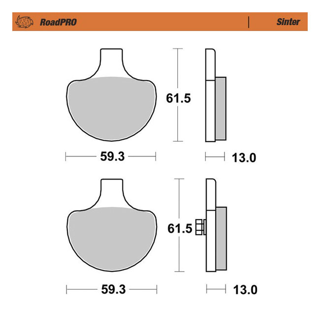 Moto-Master RoadPro front brake pads. Sintered