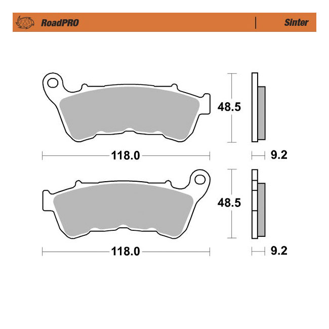 Moto-Master RoadPro front brake pads. Sintered