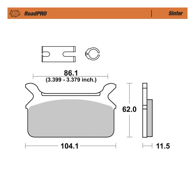 Moto-Master RoadPro rear brake pads. Sintered