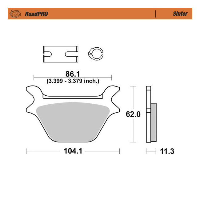 Moto-Master RoadPro rear brake pads. Sintered