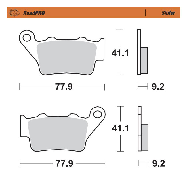 Moto-Master RoadPro rear brake pads. Sintered