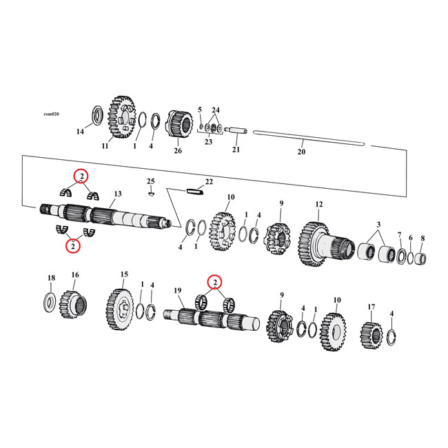 JIMS, bearing mainshaft & countershaft