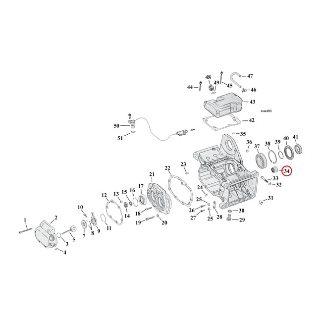 JIMS bearing, transmission closed end