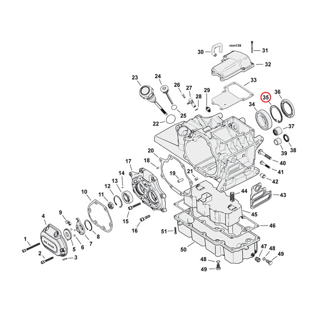 JIMS, retaining ring mainshaft bearing, left