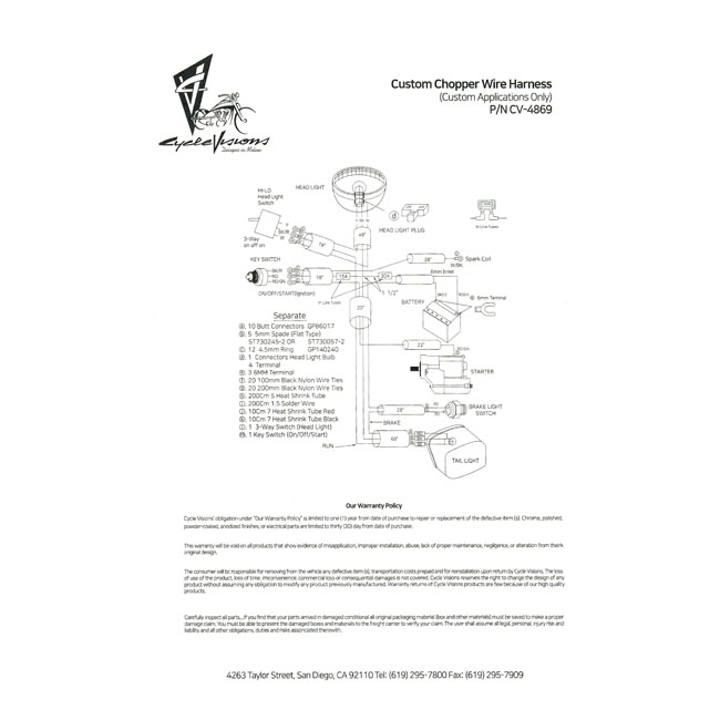 Cycle Visions, chopper wiring harness kit