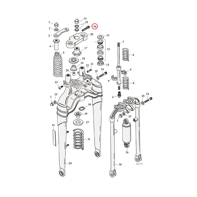 SCREW UPPER TRIPLE CLAMP, SOFTAIL SPRING