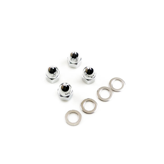 GW, rocker shaft end nut set. Acorn style, chrome