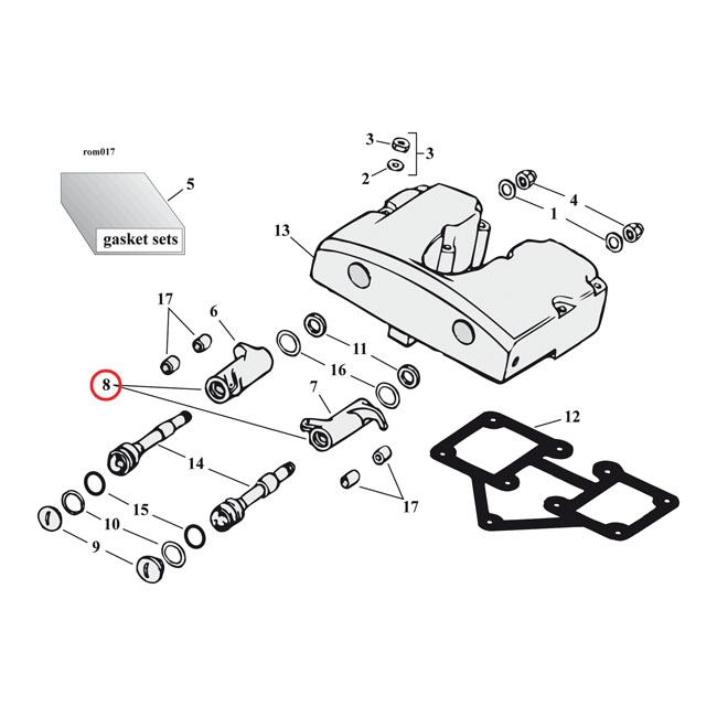 JIMS, Shovelhead roller rocker arm set