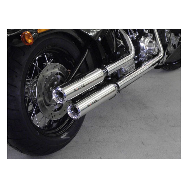 *2 WEEKS EXTRA TRANSIT TIME* Miller, Hunter II slip-on mufflers. Euro 4. Polished