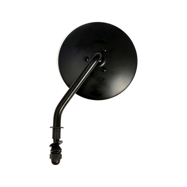 4" Round Custom mirror, left. Black