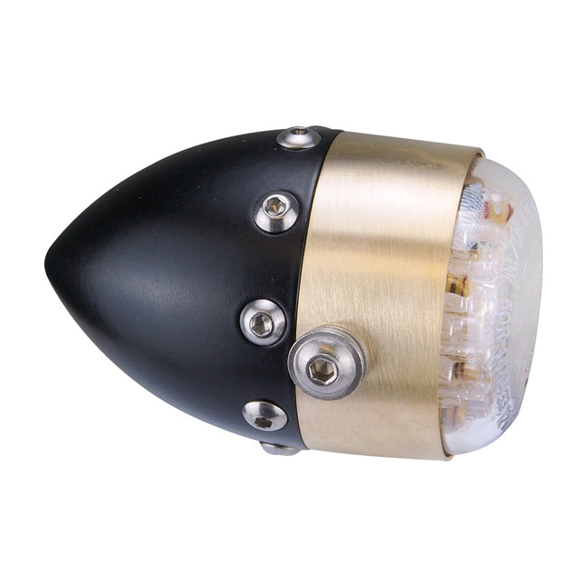 HKC, Retro LED taillight. Matte black. Brass front ring