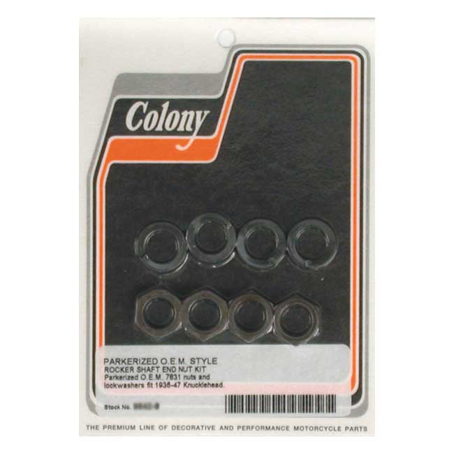 Colony, rocker shaft end nut kit. Black