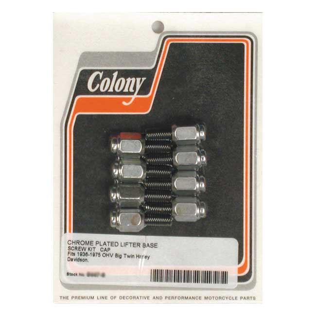 Colony, tappet block mount kit. Cap style, chrome