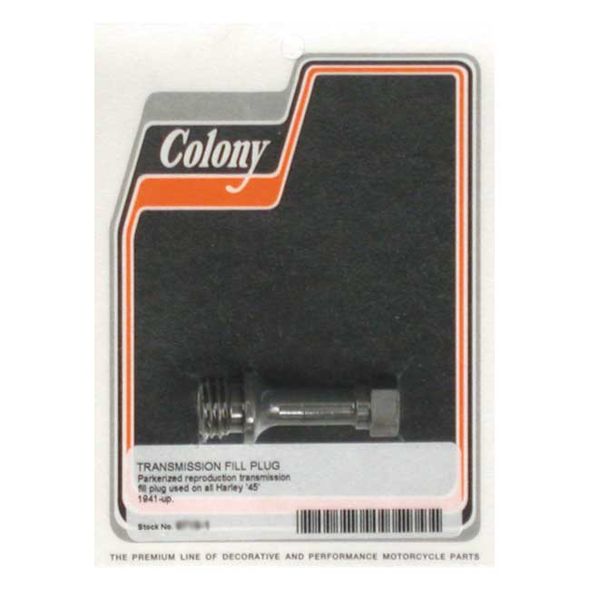 Colony, transmission oil fill plug. Black parkerized