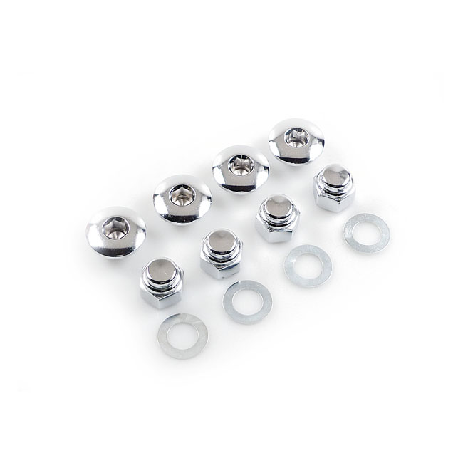 Colony, rocker shaft plug & nut kit. Buttonhead. Chrome