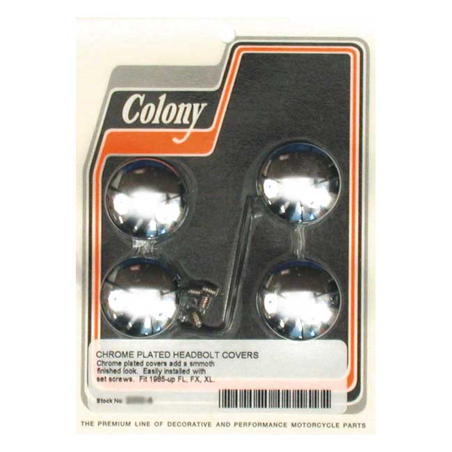 Colony, head bolt cover kit. Smooth domed, chrome