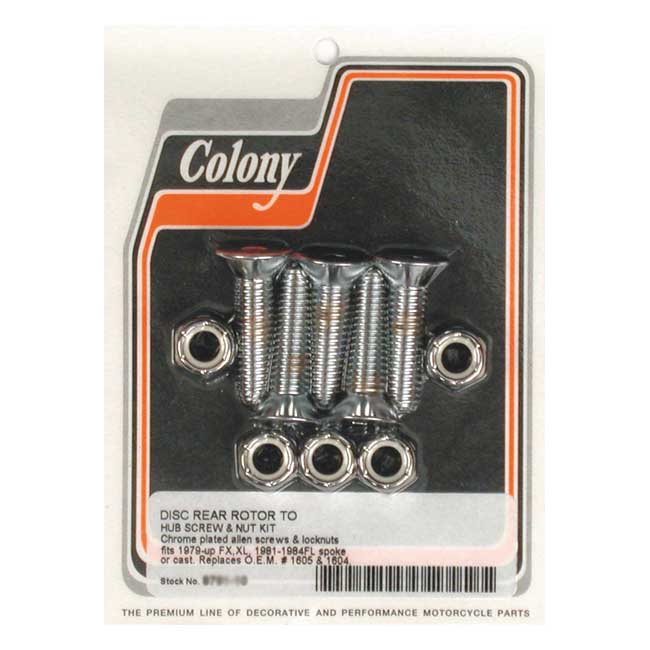 Colony, disc brake rotor to hub screw kit. Rear