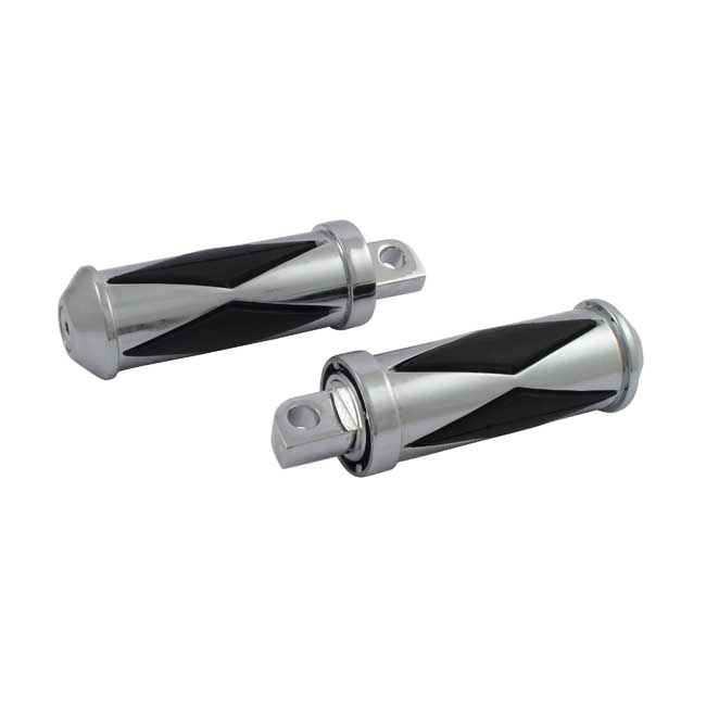 Diamond footpegs, large diameter. Male mount. Chrome