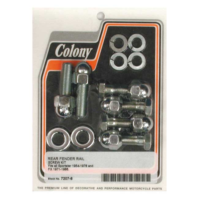 Colony, rear fender mount kit. Chrome Acorn